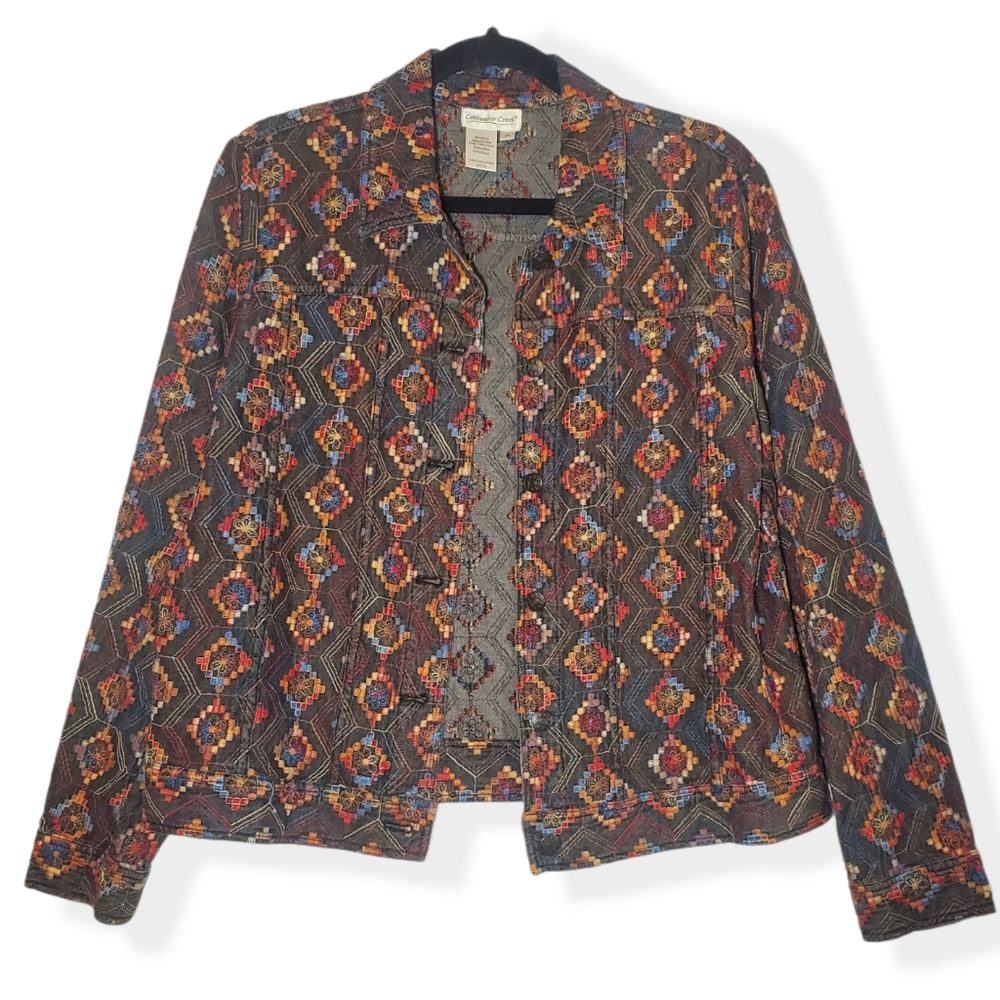Coldwater Creek Cotton Denim Embroidered Jacket Medium